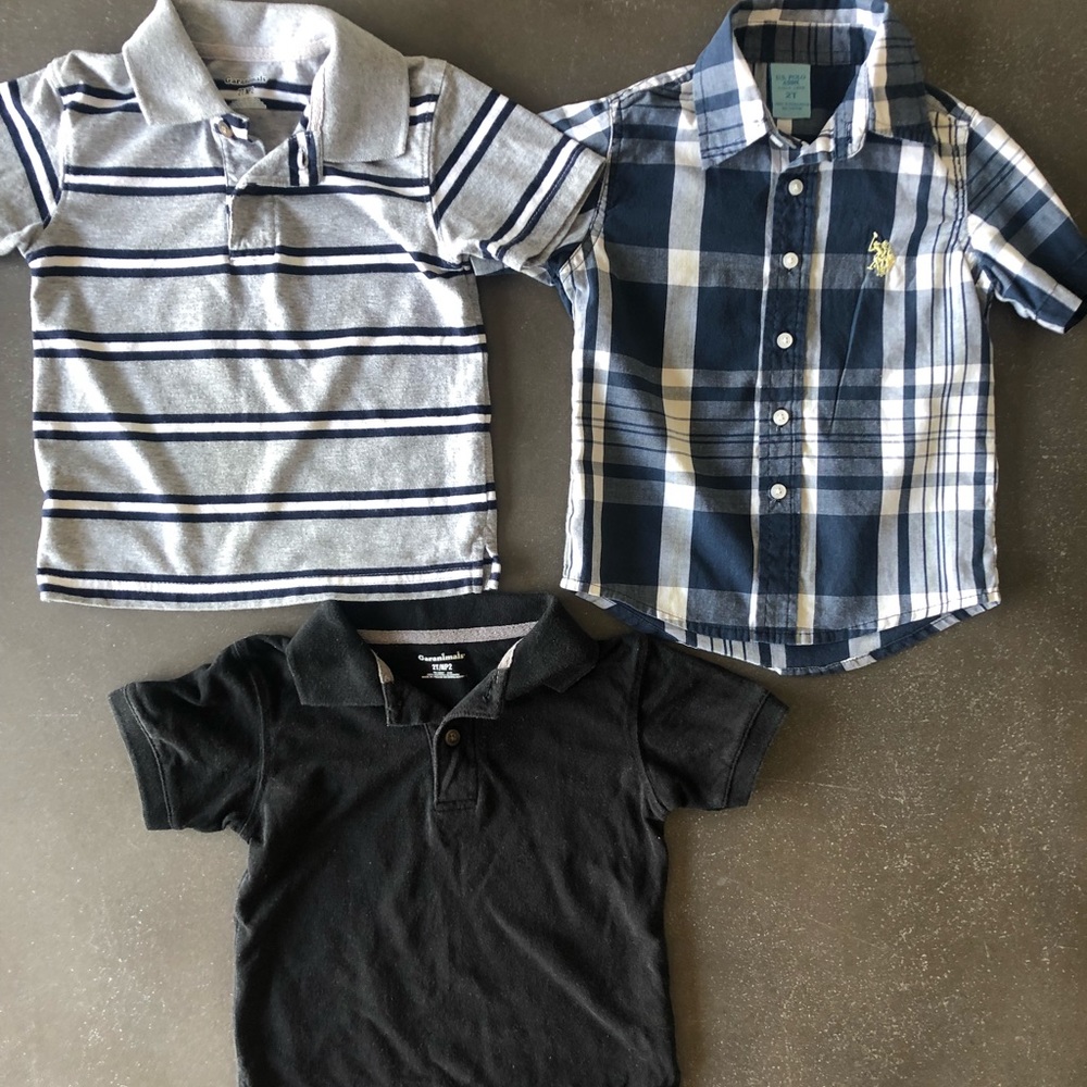 Bundle of toddler boy cotton short sleeved shirts